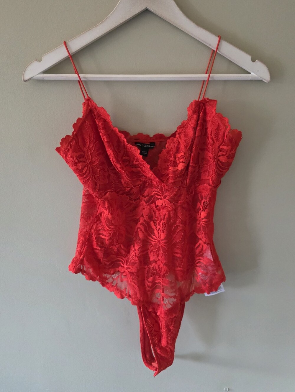Guess S Whimsigoth Red Floral Lace Bodysuit Dark Romantic Feminine Coquette